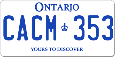 ON license plate CACM353