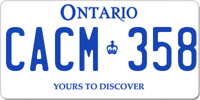 ON license plate CACM358