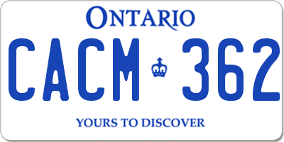 ON license plate CACM362