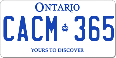 ON license plate CACM365