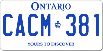 ON license plate CACM381