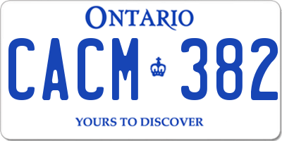 ON license plate CACM382