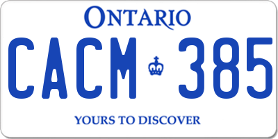 ON license plate CACM385