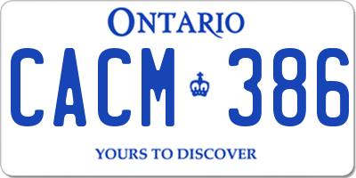 ON license plate CACM386