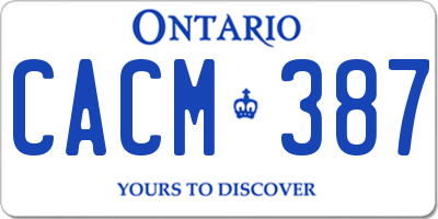 ON license plate CACM387