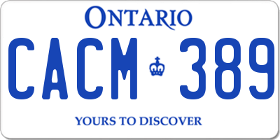 ON license plate CACM389