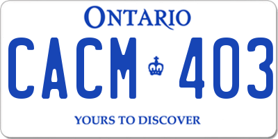 ON license plate CACM403