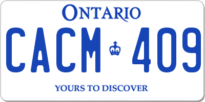 ON license plate CACM409