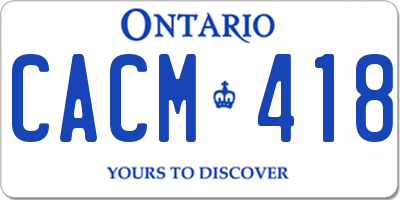 ON license plate CACM418