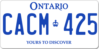 ON license plate CACM425