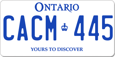 ON license plate CACM445