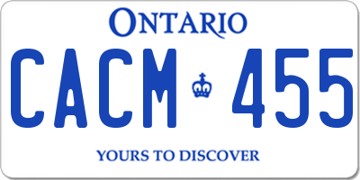 ON license plate CACM455