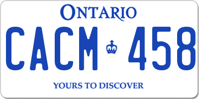 ON license plate CACM458