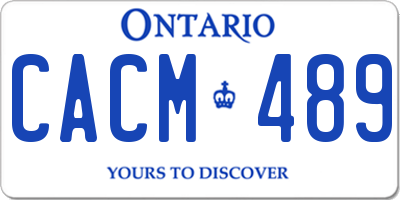 ON license plate CACM489