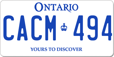 ON license plate CACM494