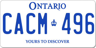 ON license plate CACM496