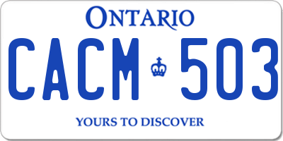 ON license plate CACM503