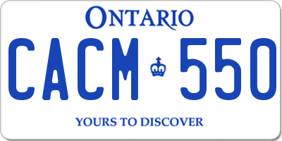 ON license plate CACM550