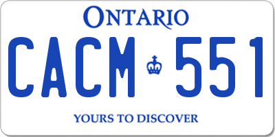 ON license plate CACM551