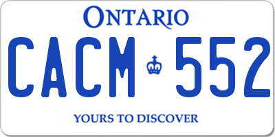 ON license plate CACM552