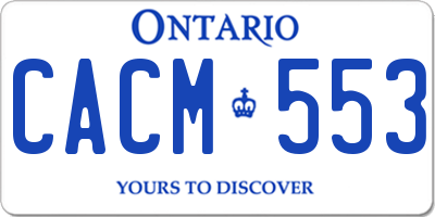 ON license plate CACM553