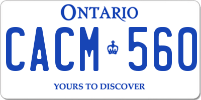 ON license plate CACM560