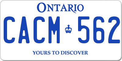 ON license plate CACM562