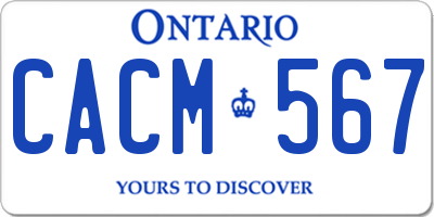 ON license plate CACM567