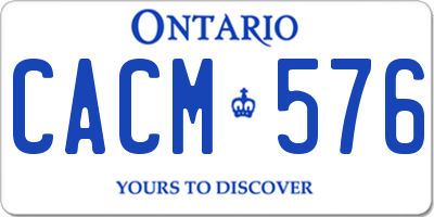 ON license plate CACM576