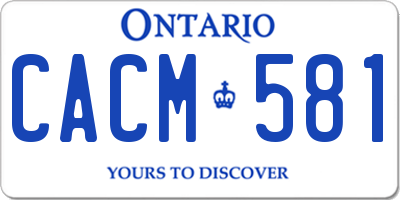 ON license plate CACM581