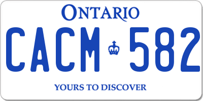 ON license plate CACM582