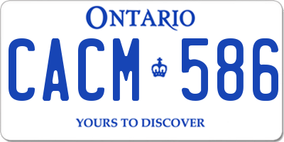 ON license plate CACM586