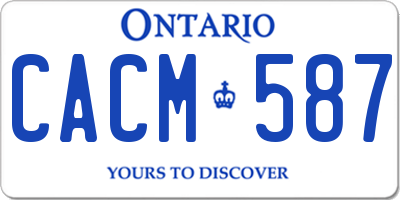 ON license plate CACM587