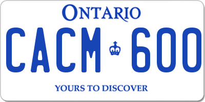 ON license plate CACM600