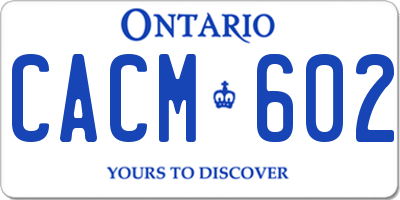 ON license plate CACM602