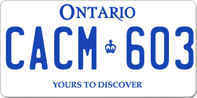 ON license plate CACM603