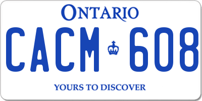 ON license plate CACM608