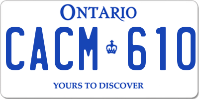 ON license plate CACM610