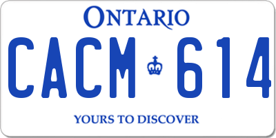 ON license plate CACM614