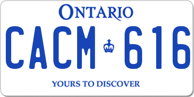 ON license plate CACM616