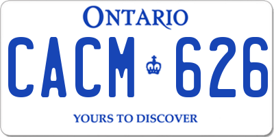 ON license plate CACM626