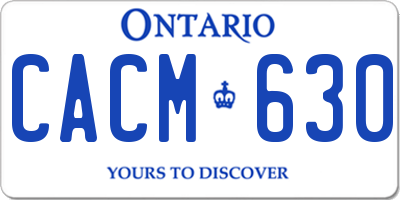 ON license plate CACM630