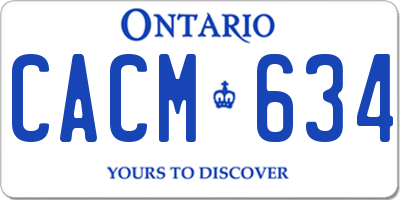 ON license plate CACM634