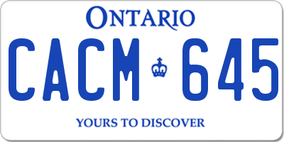 ON license plate CACM645