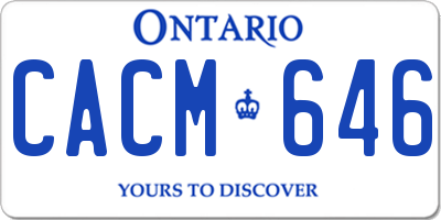 ON license plate CACM646