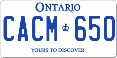 ON license plate CACM650