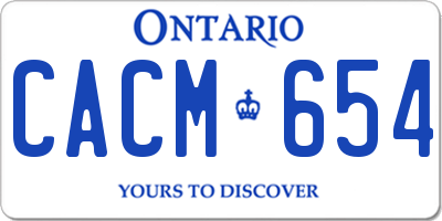 ON license plate CACM654