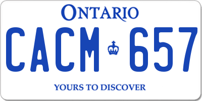 ON license plate CACM657