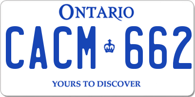 ON license plate CACM662