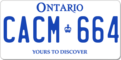 ON license plate CACM664